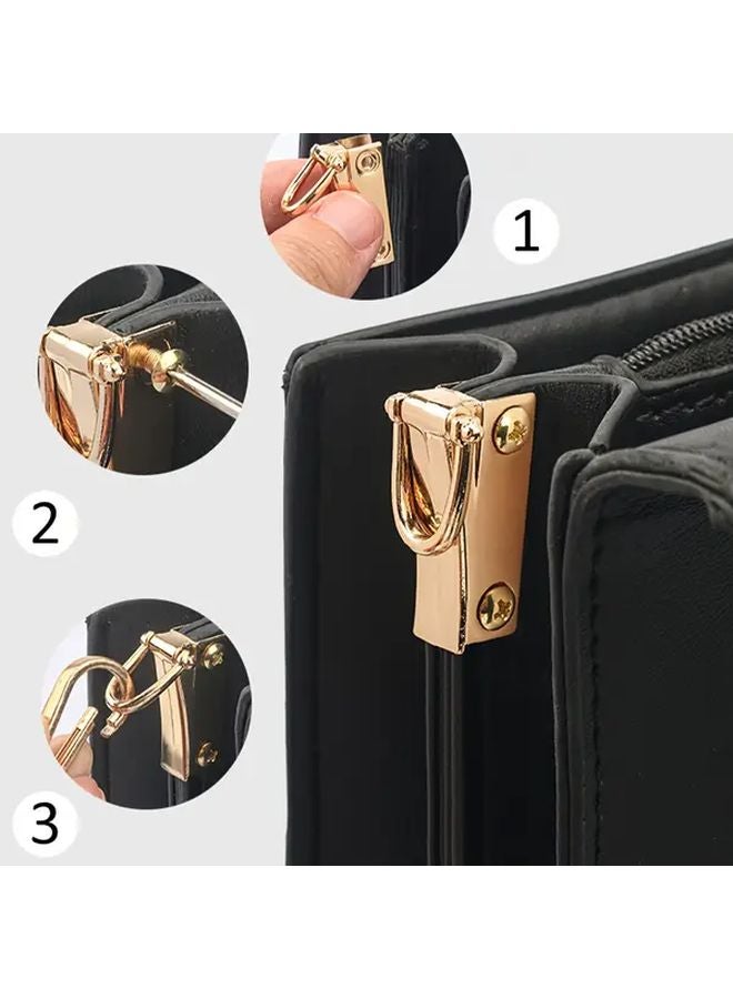 Gun Black 2pcs Side Pocket Hooks With D Rings For Handbag Strap Connectors And DIY Wallet Making - Image 4