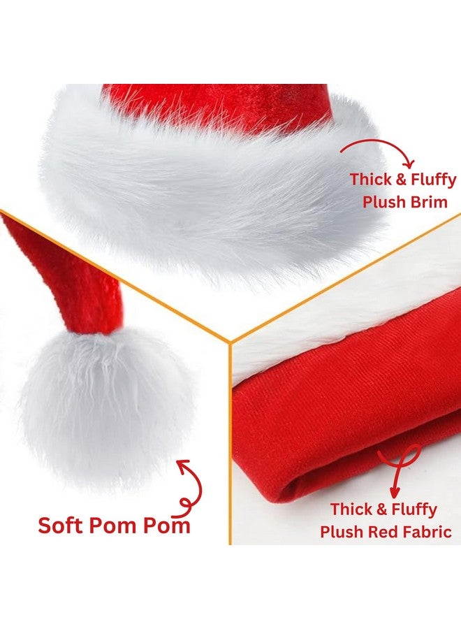 Indian Karigar Indian Karigar Santa Cap Plush Fur Christmas Cap Unisex Santa Hat for Adult & Kids Comfortable Soft Free Size Santa Clause Hat Cap Christmas Decorations Items Christmas Decor Santa Caps Set of 1 Red - Image 3