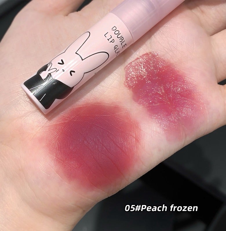 Gege Bear Double Ended Lip Glaze 2 in 1 Matte and Gloss Lip Tint Lightweight Non Sticky Hydrating Lip Makeup for Women 05 Peach Frozen - Image 4