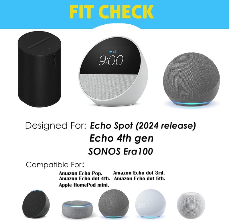 Alloery Universal Wall Speaker Mount for Echo Spot, Surround Sound Holder Bracket Compatible with Echo 4th Gen Dot 4th 5th Gen Echo Pop Home Mini and Sonos Era100 Small Speaker(Transparent) - Image 3
