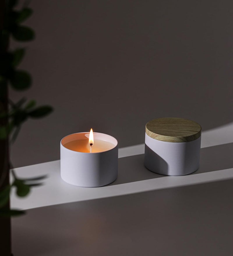 Aroparc Candle Tins 8oz with Lids, 24 Pack Seamless Candle Containers for Candle Making Supplies Empty Candle Jars - Wood Grain Lids White Tins - Image 3