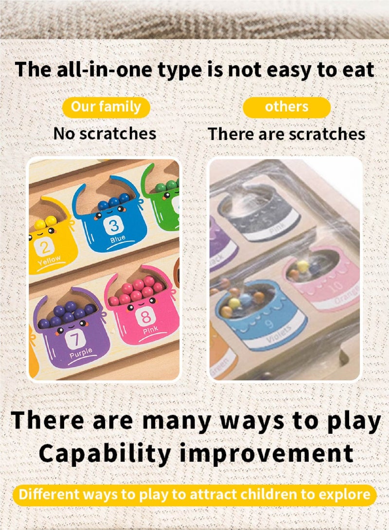 لعبة المتاهة المغناطيسية - لوح العد الخشبي مونتيسوري للأطفال 3 4 5 سنوات | لتنمية المهارات الحسابية، المهارات الحركية الدقيقة والتعرف على الألوان | عصا مغناطيسية آمنة، ألعاب تعليمية للأطفال الصغار - Image 3