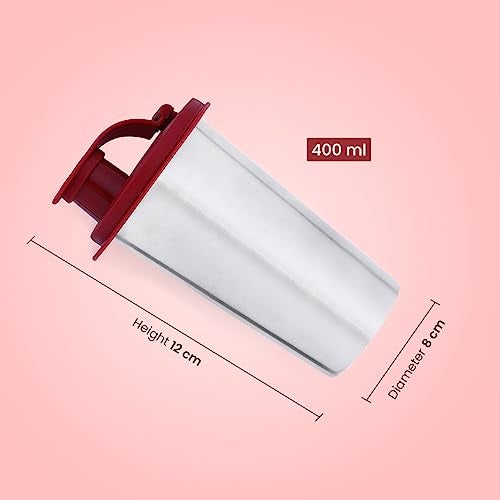 SOPL-OLIVEWARE Oliveware Fancy Stainless Steel Tumbler, Leak Proof & Dishwasher Safe, BPA Free Airtight Lid | 400 ML - (Maroon) - Image 3