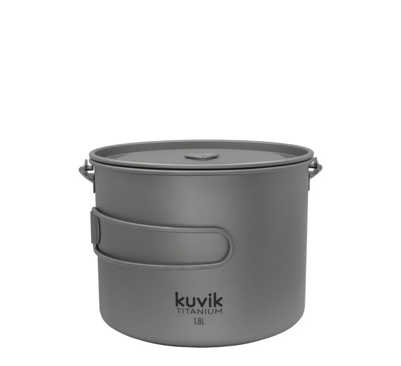 Kuvik 1600ml (54 oz) Titanium Pot with Bail Handle - Ultralight and Compact Pot for Backpacking, Camping, and Survival - Image 4