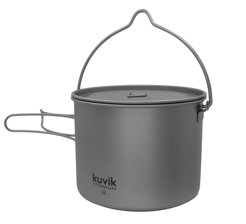 Kuvik 1600ml (54 oz) Titanium Pot with Bail Handle - Ultralight and Compact Pot for Backpacking, Camping, and Survival - Image 2