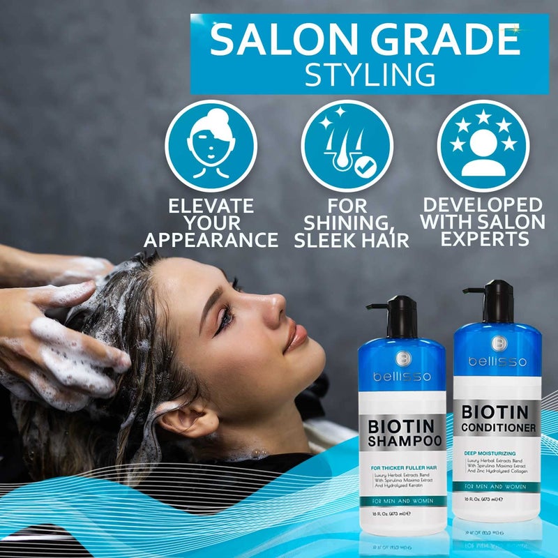 BELLISSO Biotin Shampoo and Conditioner Set and Biotin Scalp Scrub - Image 4