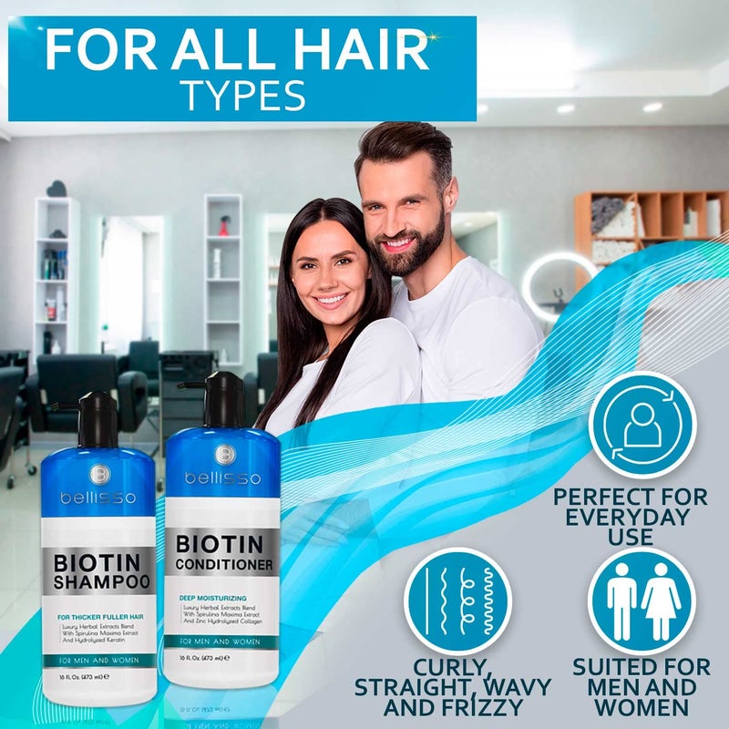 BELLISSO Biotin Shampoo and Conditioner Set and Biotin Scalp Scrub - Image 5