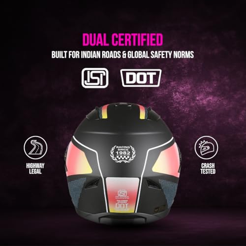 TVS Racing Anti Matter FullFace Helmet for Bike &Motorcycle Riders-DOT & ISI Certified-Lightweight ABS Shell, UV Resistant-Ventilated Comfort Liner, Quick-Release Visor & Chin Strap(Matt Black Red/XL) - Image 3
