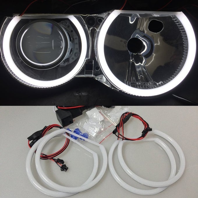 Cotton Light SMD LED Angel Eyes Halo Rings CompatibleReplacement for BMW E46 3 Series Halogen Non Projector 2X 146mm2X 131mm White Lighting