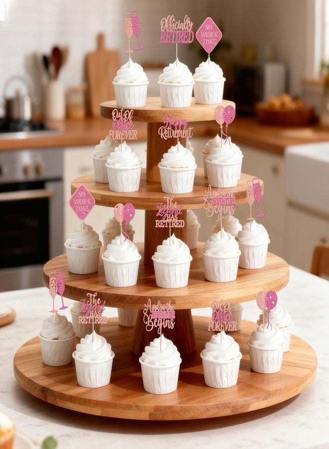 Rsstarxi 24 Pack Happy Retirement Cupcake Toppers Adventure Begins Officially Retired Cupcake Picks No Work Zone Retirement Party Decorations for Farewell Birthday Party Cake Decorations Pink Rose - Image 3