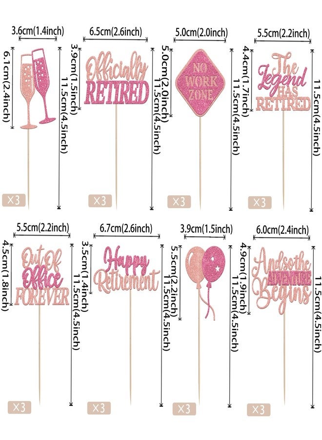 Rsstarxi 24 Pack Happy Retirement Cupcake Toppers Adventure Begins Officially Retired Cupcake Picks No Work Zone Retirement Party Decorations for Farewell Birthday Party Cake Decorations Pink Rose - Image 2
