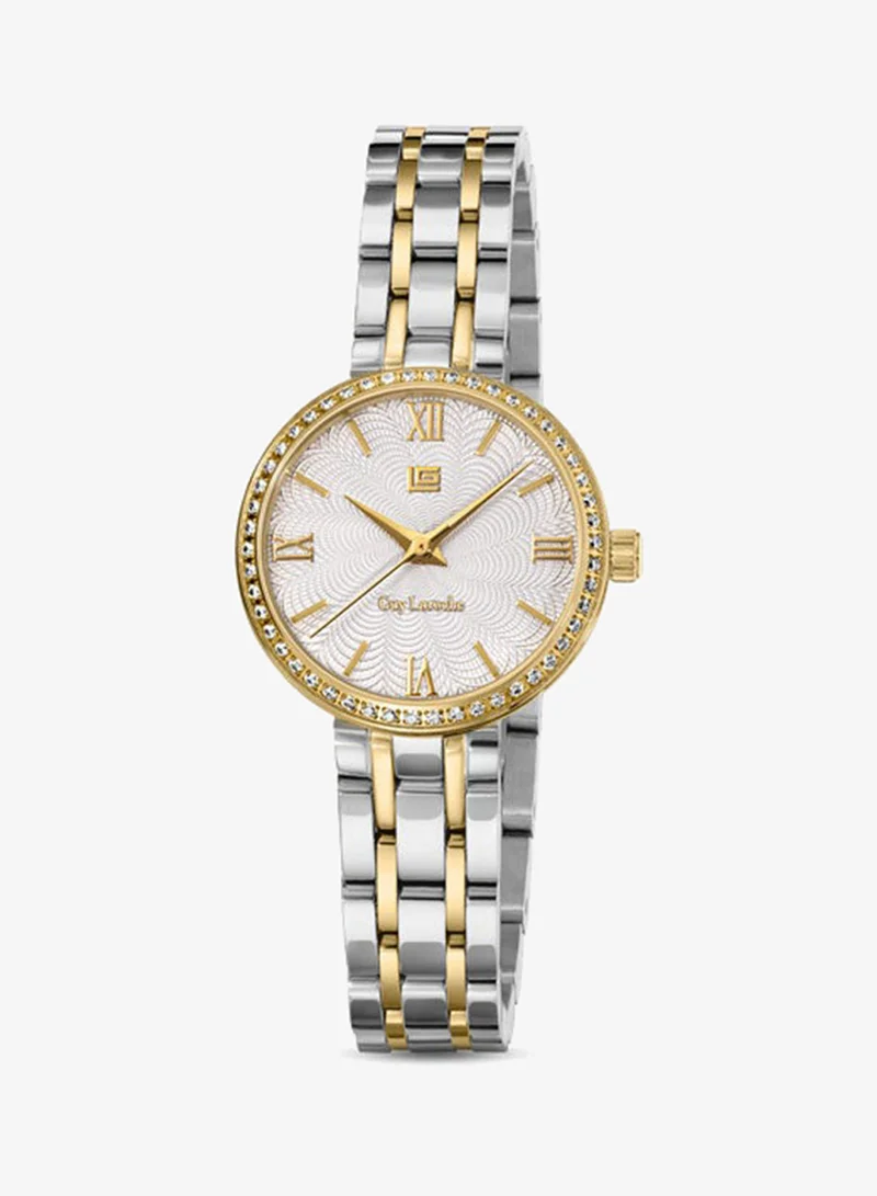 غاي لاروش Megan White Dial Stainless Steel Bracelet Analog Watch for Women, 24mm