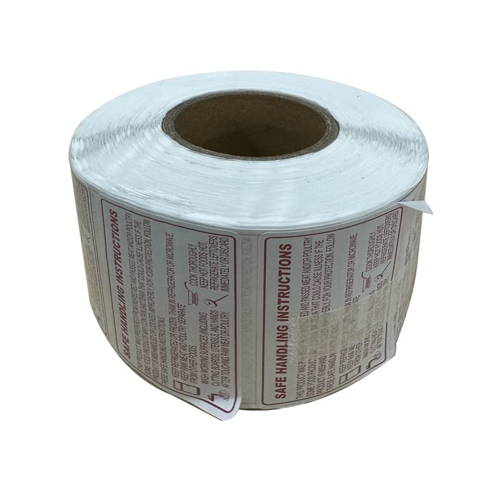 VisionTechShop LST800S Food Safe Handling Instructions Label, Meat, Chicken Packaging Instructions,1000 Labels, Size 58 x 30mm, 2.25 x 1.125 inches, 1 Roll - Image 2