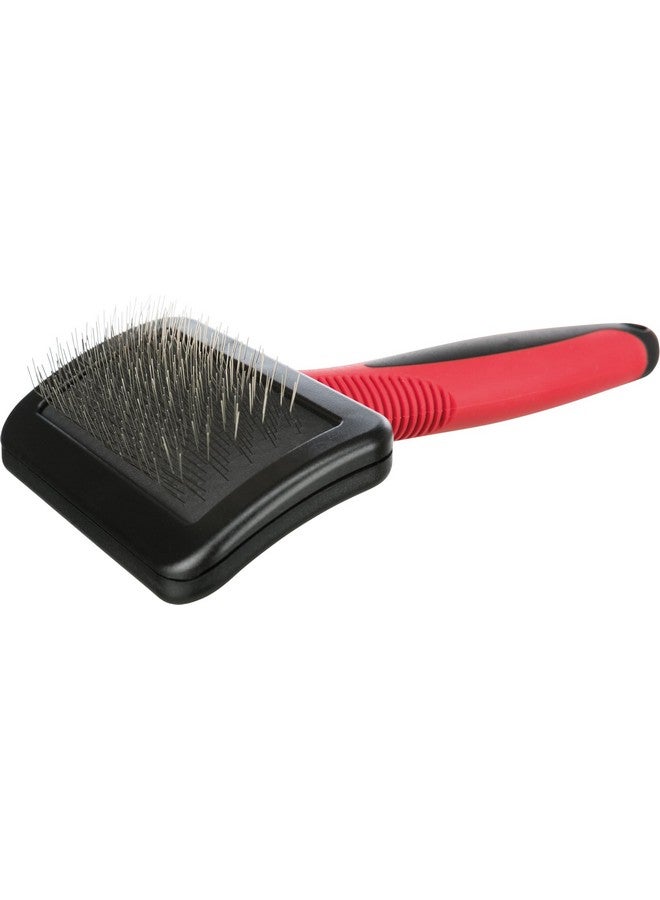 تريكسي فرشاة ناعمة للكلاب، سلك ناعم بشعيرات نايلون، مثالية لجميع أنواع الشعر، تزيل الشعر المتساقط والتشابك والطبقة السفلية الميتة من البلاستيك/المعدن بمقبض مطاطي (9×16 سم) - Image 1