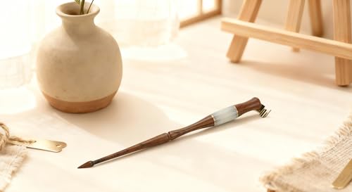 Meprotal Dip Pen Wood Calligraphy Oblique Nib Pen Holder with Removable Multi-fit Brass Flange for English Calligraphy Drawing Comic, Brown - Image 5