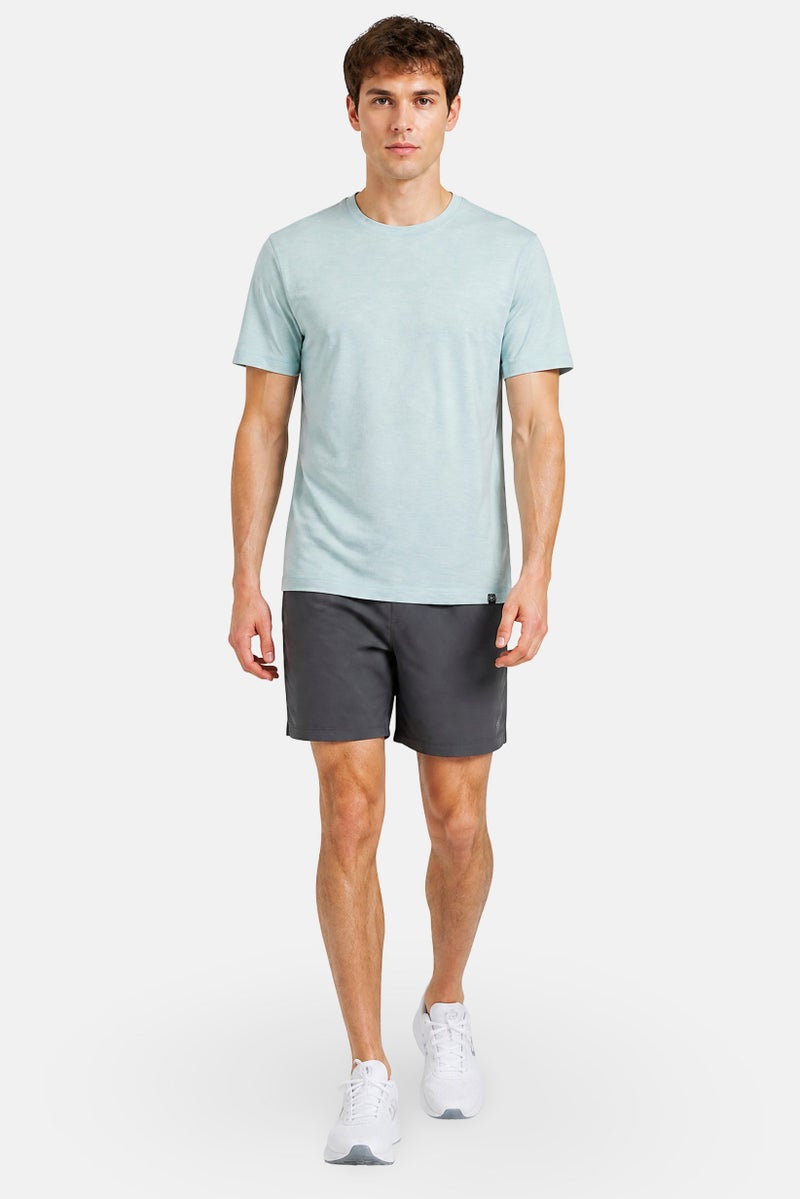 Gaiam Men Slim Fit Short Sleeve Training T-Shirt, Turquoise Heather - Image 3
