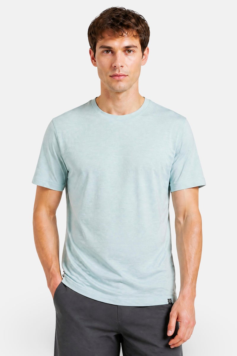 Gaiam Men Slim Fit Short Sleeve Training T-Shirt, Turquoise Heather - Image 1