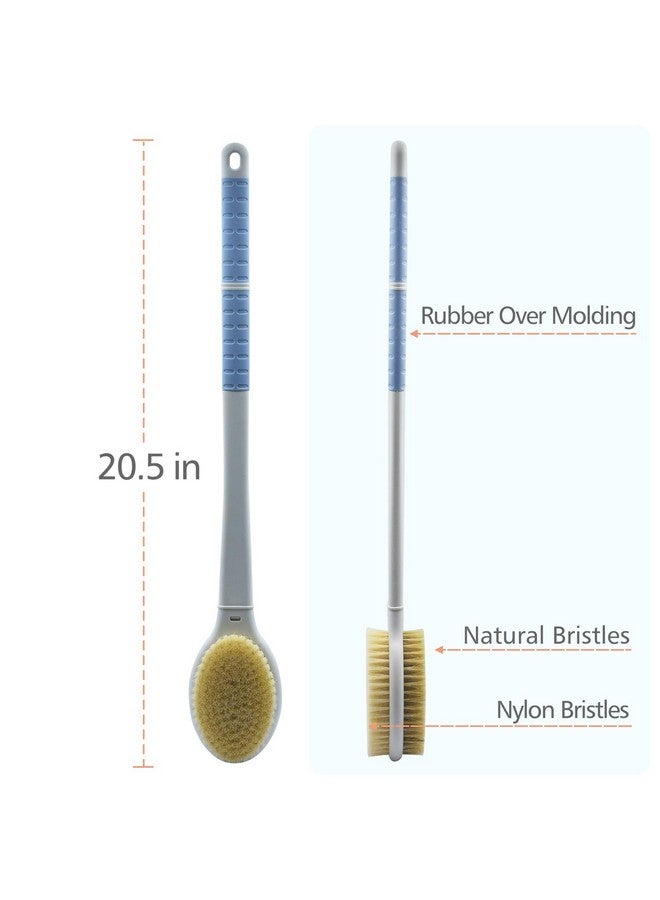 HONOMA Shower Brush With Soft And Stiff Bristles 20.5" Extra Long Handle Dual Sided Back Scrubber Bath Brush Body Exfoliator For Wet Or Dry Brushing (Extra Long Handle) - Image 3
