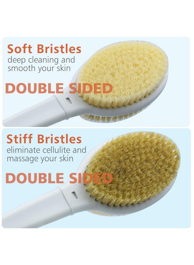 HONOMA Shower Brush With Soft And Stiff Bristles 20.5" Extra Long Handle Dual Sided Back Scrubber Bath Brush Body Exfoliator For Wet Or Dry Brushing (Extra Long Handle) - Image 2