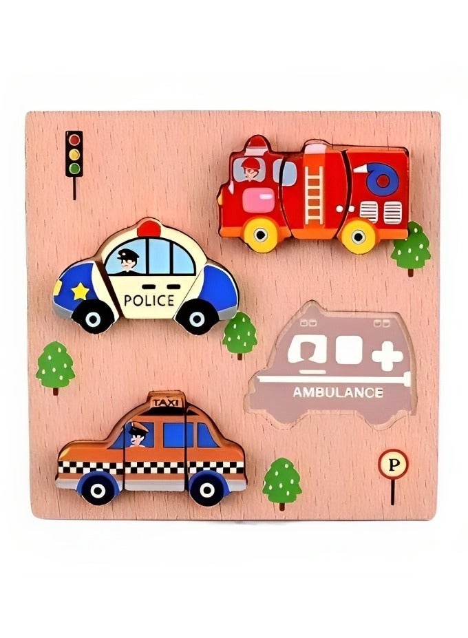 Colorful Wooden 3D Puzzles, Cut or Rope Design, Teacher Parents Early Learning Support Tools, Attractive Patterns, Montessori Fine Sensory & Motor Skill Develop Toys, Ideal Kids Gift (Transport Form) - Image 1