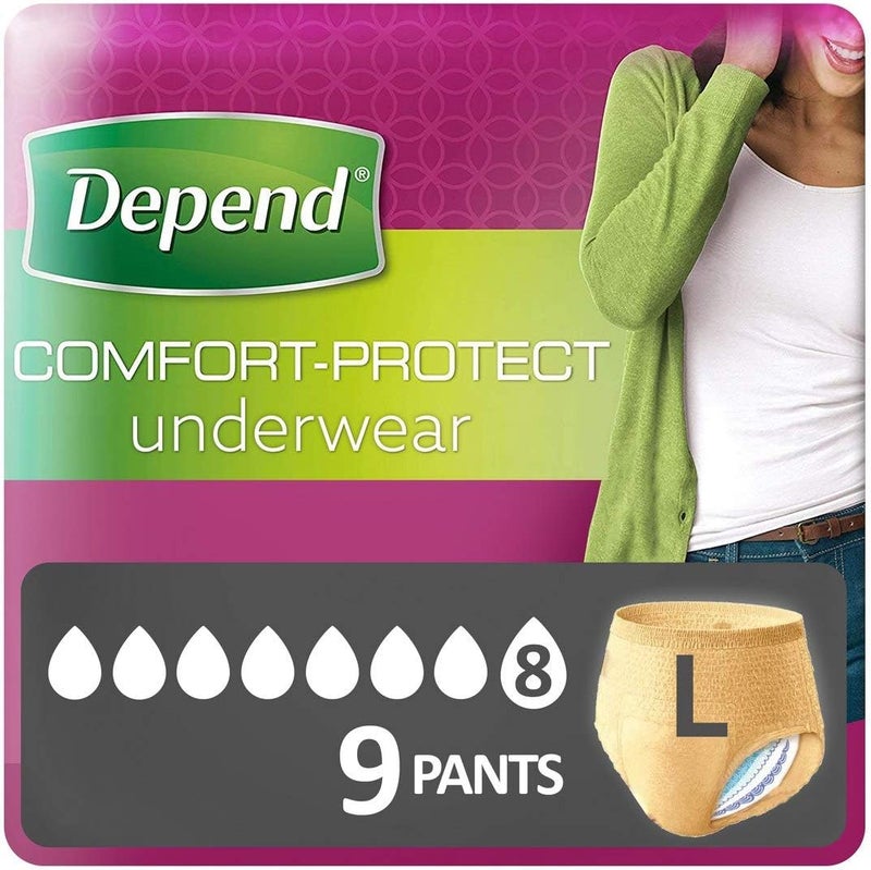 Depend سراويل Depend Comfort Protect للنساء كبيرة 9 سراويل - Image 1