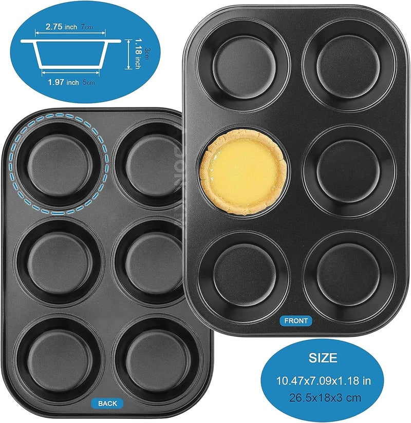 Bake House Nonstick Aluminum 6 Cavity Muffin Tray with 12 Pieces Silicon Cupcake Muffin - Image 3