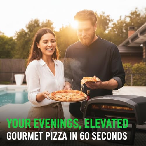 Nutrichef Outdoor Pizza Oven - Manual 360° Rotating Pizza Stone - Adjustable Heat - Includes Pizza Peel, Pizza Cutter, Stone, Cover, & Hose - Cook 12" Pizza in 60 Seconds - Long Handle - Image 2