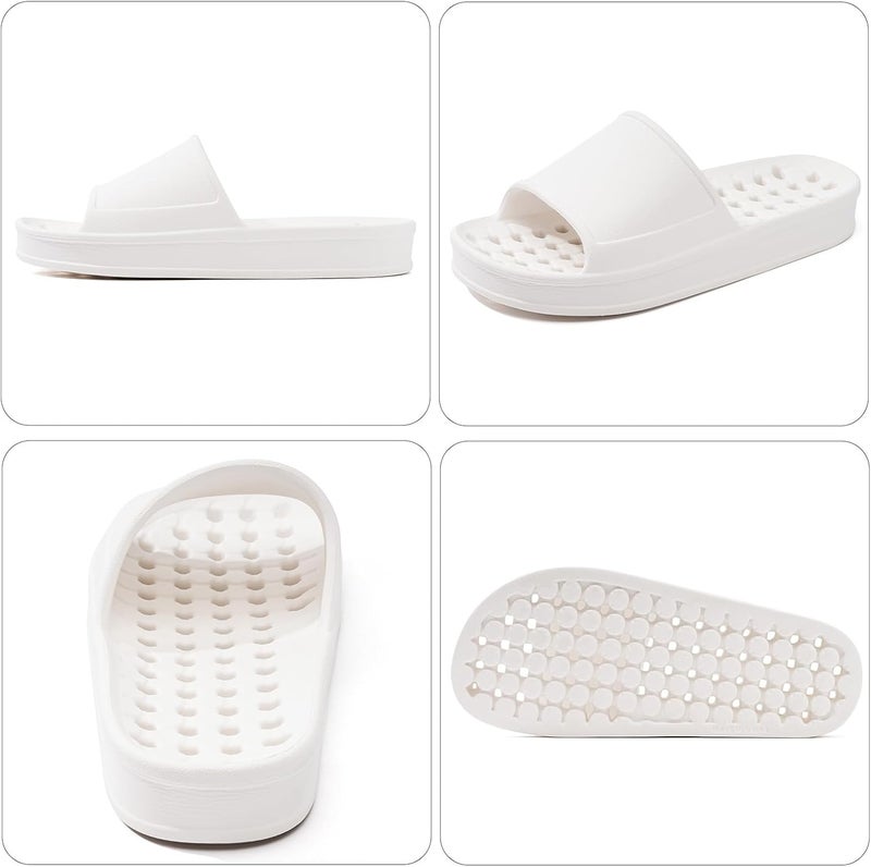 GETOEU Shower Shoes for Women and Men with Drain Holes Massage Slide Sandals Soft Cushioned Anti-Slip Pool Slides Comfort Thick Soled Gym Shower Shoes Quick Drying Bathroom Spa Slippers - Image 2