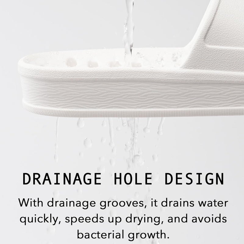 GETOEU Shower Shoes for Women and Men with Drain Holes Massage Slide Sandals Soft Cushioned Anti-Slip Pool Slides Comfort Thick Soled Gym Shower Shoes Quick Drying Bathroom Spa Slippers - Image 3
