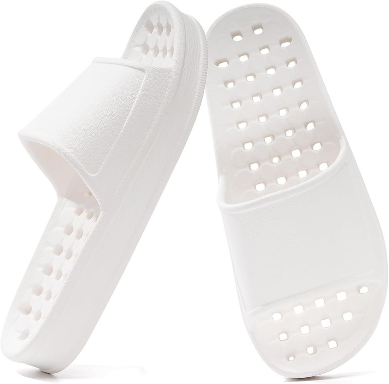 GETOEU Shower Shoes for Women and Men with Drain Holes Massage Slide Sandals Soft Cushioned Anti-Slip Pool Slides Comfort Thick Soled Gym Shower Shoes Quick Drying Bathroom Spa Slippers - Image 1