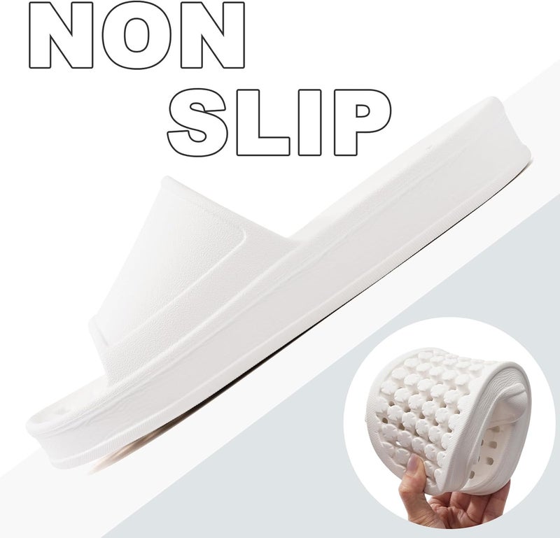 GETOEU Shower Shoes for Women and Men with Drain Holes Massage Slide Sandals Soft Cushioned Anti-Slip Pool Slides Comfort Thick Soled Gym Shower Shoes Quick Drying Bathroom Spa Slippers - Image 4