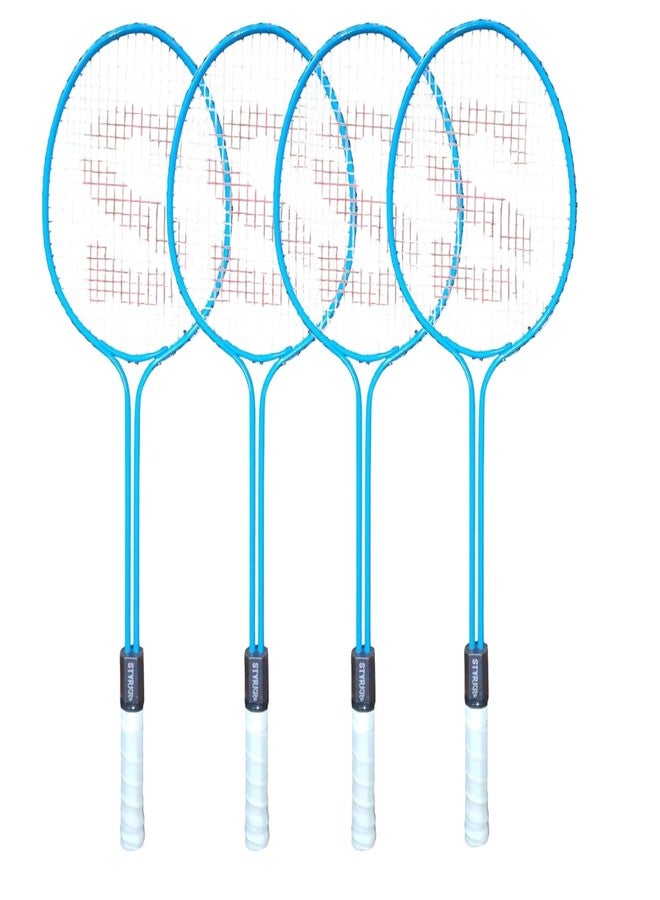 مجموعة مضارب تنس الريشة خفيفة الوزن مكونة من 4 قطع بإطار فولاذي قوي للتدريب والترفيه - Image 1