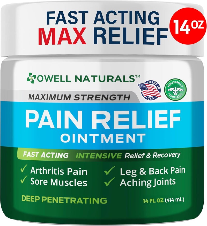 OWELL NATURALS Pain Relief Ointment14 oz All Natural Oil Based Fast Acting Formula for Joint Muscle Discomfort LongLasting Soothing Balm for Sore Muscles Stiffness - Image 1