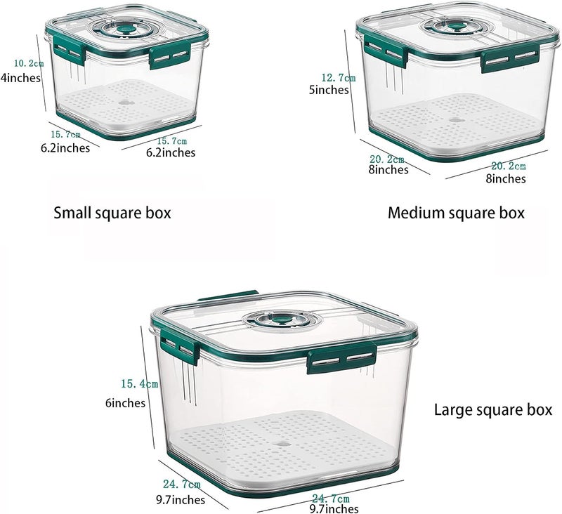 HOMEREFROM Fridge Produce saver storage containers - Plastic Stackable Food Storage Containers With Vented Lids And Drain Tray For Refrigerator Produce Saver Organizer Keeper Bins (3) - Image 2