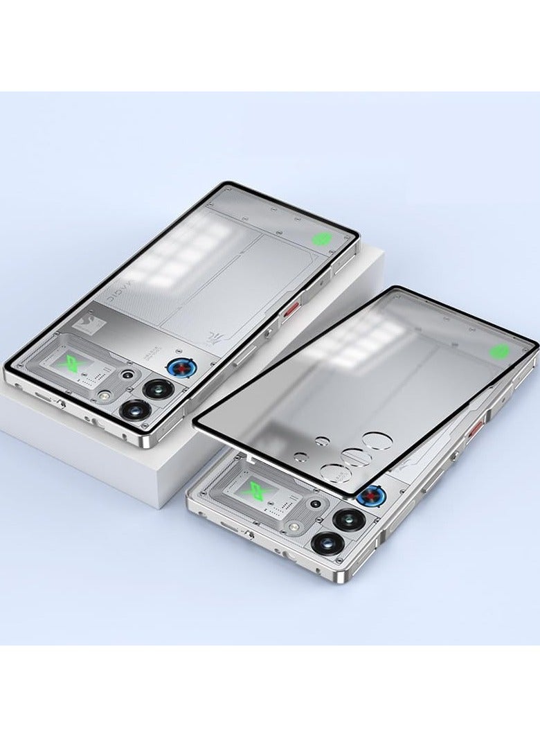 Case compatible with ZTE Nubia Red Magic 10 Pro/10 Pro+ 5G, aluminum alloy metal frame, matte frosted semi-transparent back cover, shockproof protective case.