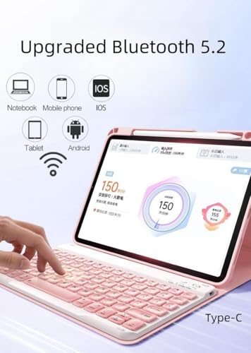 AnMengXinLing Keyboard Case for iPad Pro 11 202220212020 Case for iPad Pro 11 4th3rd2nd Generation with Keyboard and Pencil Holder Magnetically Detachable Wireless Keyboard Pink - Image 3