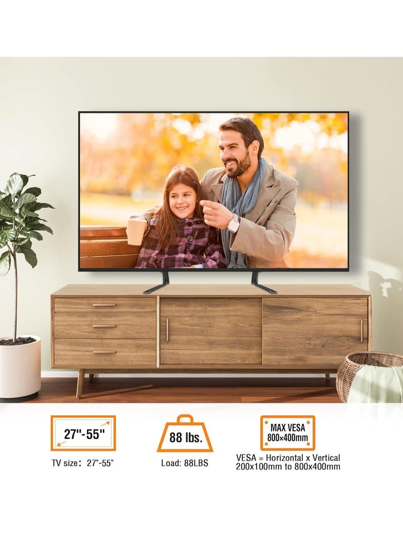 ELTRAZONE Universal Table Top TV Stand for 27-55 Inch TVs – Adjustable Height, Sturdy Base for LCD/LED/Plasma Screens, Holds Up to 88 lbs, VESA 800x400mm Compatible – Durable & Space-Saving TV Stand  - Image 5
