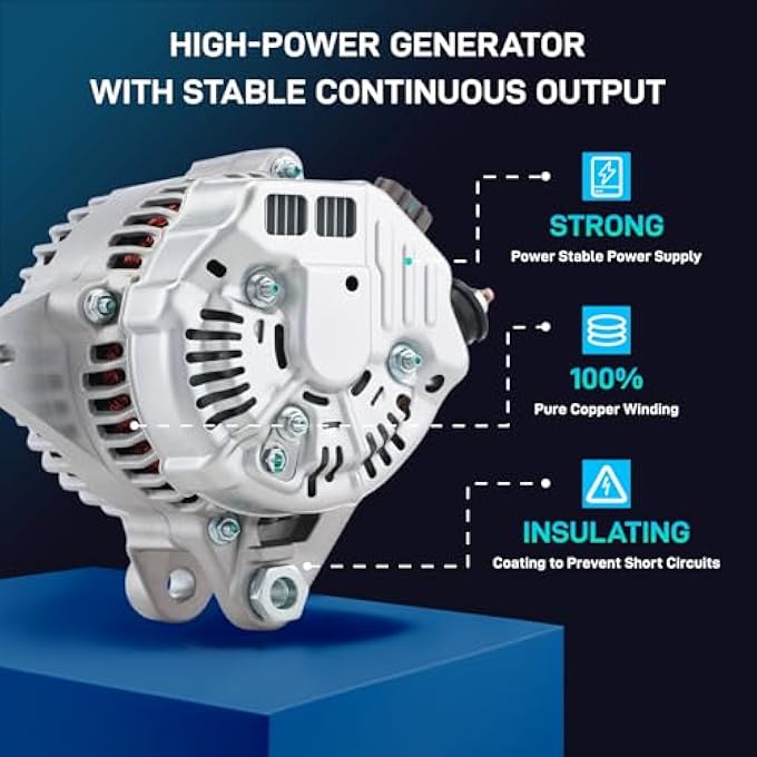 BDELI New Alternator Compatible with 2002 2003 Toyota Camry 02 03 Solara 2.4L, 2001-2005 RAV4 Base 2.0L 2.4L, 2005 RAV4 L Sport Manual Trans, 13958N 102211-2120 27060-0H010 400-52105 - Image 4