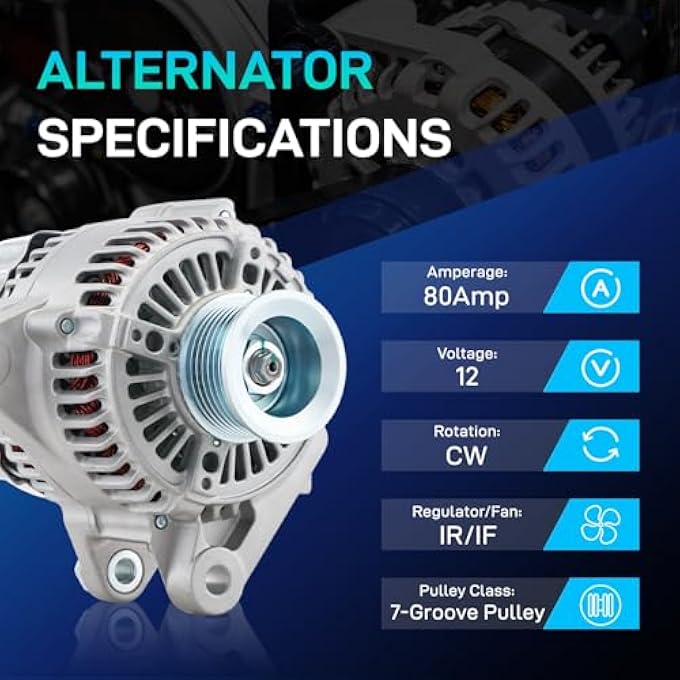BDELI New Alternator Compatible with 2002 2003 Toyota Camry 02 03 Solara 2.4L, 2001-2005 RAV4 Base 2.0L 2.4L, 2005 RAV4 L Sport Manual Trans, 13958N 102211-2120 27060-0H010 400-52105 - Image 2