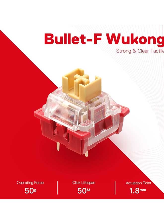 Redragon A113 Bullet-F Tactile Mechanical Switch, 3-Pin Plate Mounted MX Equivalent, Hot-Swappable DIY Keyboard Clear Tactile Switch Mod, 50 Million Click(24 pcs Switches, Keycap + Switch Puller) - Image 2