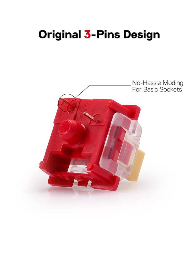 Redragon A113 Bullet-F Tactile Mechanical Switch, 3-Pin Plate Mounted MX Equivalent, Hot-Swappable DIY Keyboard Clear Tactile Switch Mod, 50 Million Click(24 pcs Switches, Keycap + Switch Puller) - Image 4