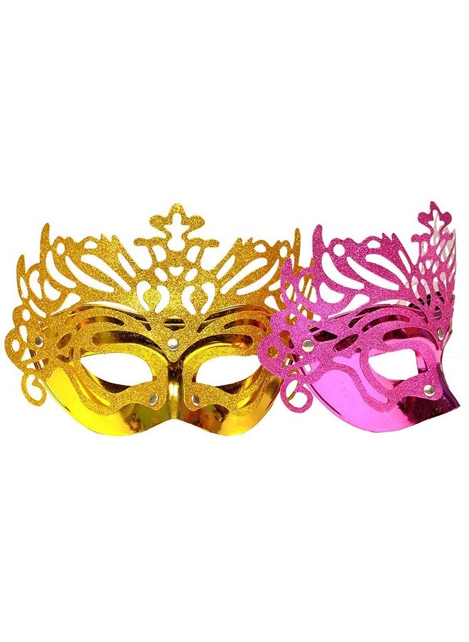 Funcart Funcart Masquerade Mask for Men & Women Ultralight Metal Mask Shiny Metal Glitter Venetian Pretty Party Evening Prom Ball Mask-Pack of 3  - Image 1