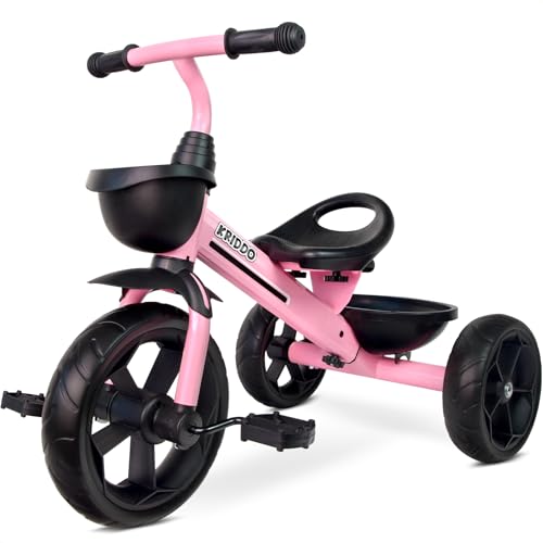 KRIDDO Kids Tricycles Age 24 Month to 4 Years Toddler Kids Trike for 25 to 5 Year Old Gift Toddler Tricycles for 24 Year Olds Trikes for Toddlers Sporty Styling Pink - Image 1