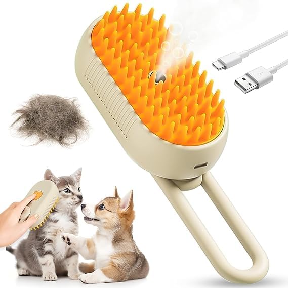 BARASH See Ever Cat Steam Brush, Dog Steam Brush, Steam Brush for Cats and Dogs, Pet Hair Brush, Steaming Pet Hair Brush, Cat and Dog Comb with Steam, Pet Grooming Brush for Cats and Dogs - Image 1