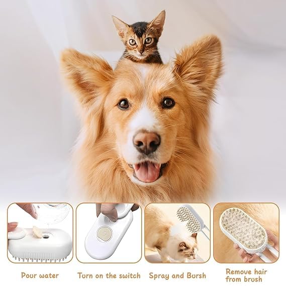 BARASH See Ever Cat Steam Brush, Dog Steam Brush, Steam Brush for Cats and Dogs, Pet Hair Brush, Steaming Pet Hair Brush, Cat and Dog Comb with Steam, Pet Grooming Brush for Cats and Dogs - Image 2