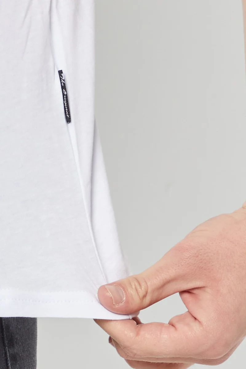 mmetalic Men's White Slim Fit Cotton Short Sleeve V Neck T-Shirt