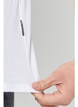 mmetalic Men's White Slim Fit Cotton Short Sleeve V-Neck T-Shirt  - Image 3