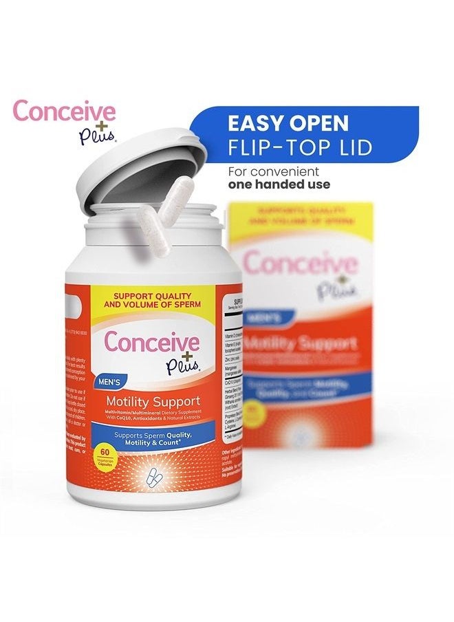 Conceive Plus - Motility Male Fertility Supplement – Sperm Count Booster + Zinc, Ginseng, Q10, Vitamin D, Antioxidants, 60 Capsules, 30 Day Supply - Image 1