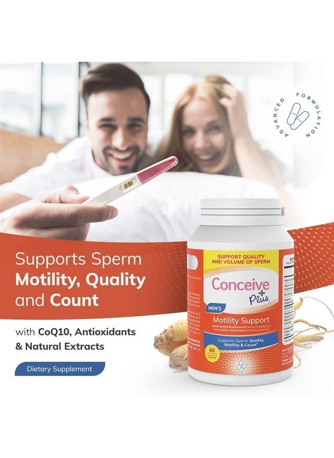 Conceive Plus - Motility Male Fertility Supplement – Sperm Count Booster + Zinc, Ginseng, Q10, Vitamin D, Antioxidants, 60 Capsules, 30 Day Supply - Image 1