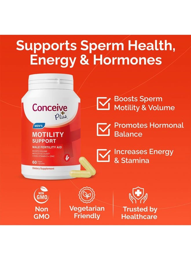 Conceive Plus مكمل خصوبة الذكور من Motility - معزز عدد الحيوانات المنوية + الزنك، الجينسنغ، Q10، فيتامين د، مضادات الأكسدة، 60 كبسولة، كمية تكفي 30 يومًا - Image 2